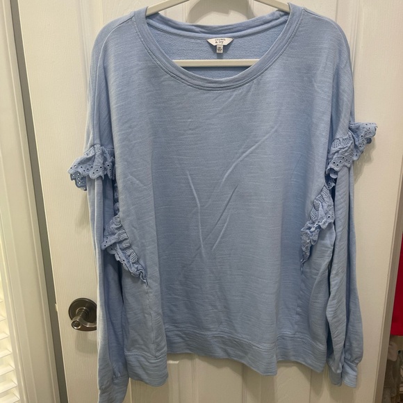 Crown & Ivy Blue Ruffled Sweatshirt - Picture 1 of 13